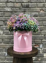 Цветочная композиция из Гипсофила и Розы в шляпной коробке #REPLACE_PRED# Борисовке Краснодарского края