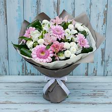 Букет цветов из:  Герберы, Альстромерии и Хризантемы в Борисовке Краснодарского края