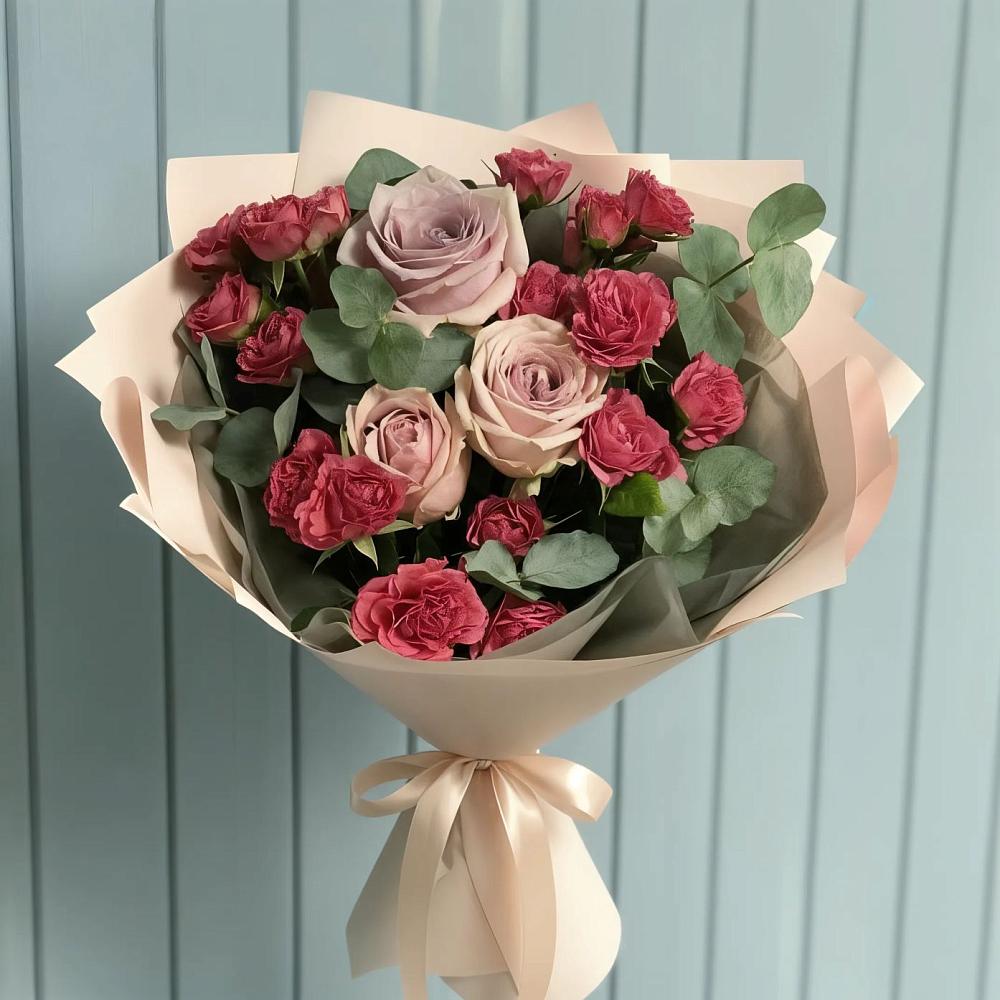 Букет цветов из: Гвоздики и Розы в Борисовке Краснодарского края