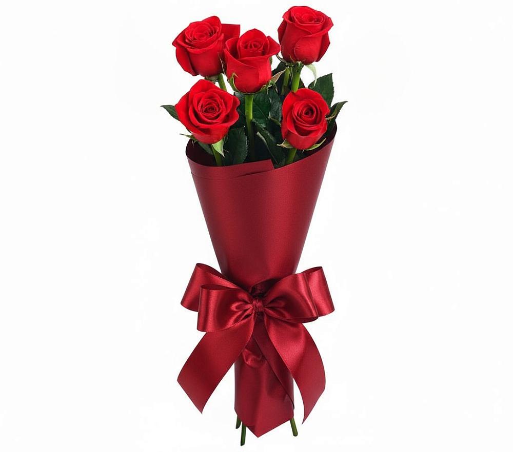 Букет 5 Красных роз Эдлесс Лав в Борисовке Краснодарского края