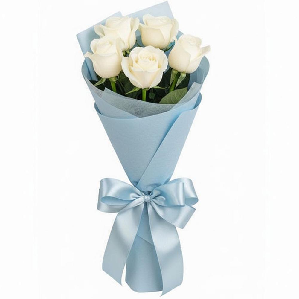 Букет 5 Белых роз Проуд в Борисовке Краснодарского края