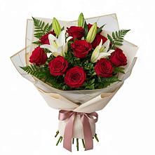 Букет цветов из:  Лилии и Розы в Борисовке Краснодарского края