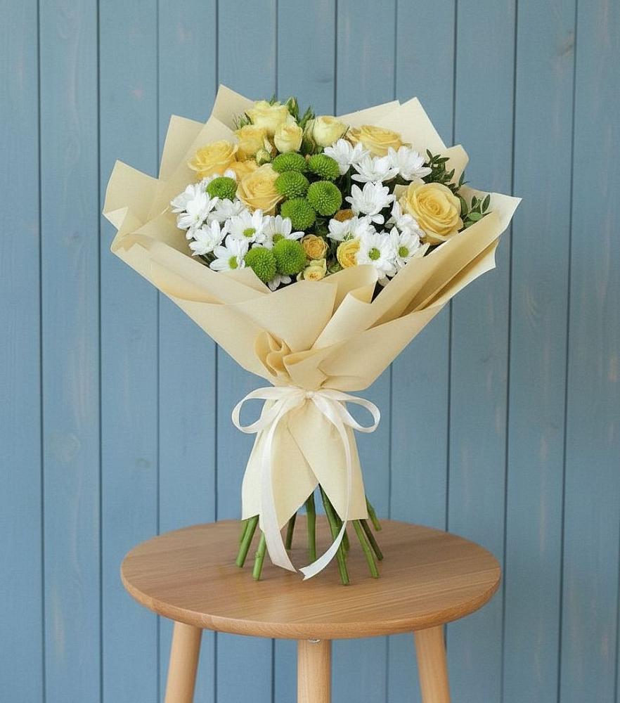 Букет цветов из: Хризантемы и Розы в Борисовке Краснодарского края