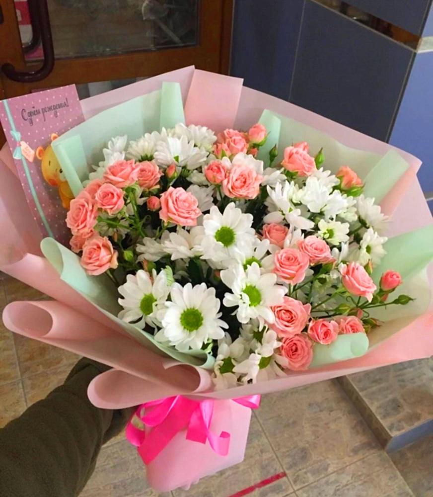 Букет цветов из: Розы и Хризантемы в Борисовке Краснодарского края