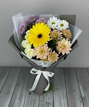 Букет цветов из:  Розы, Герберы и Хризантемы в Борисовке Краснодарского края