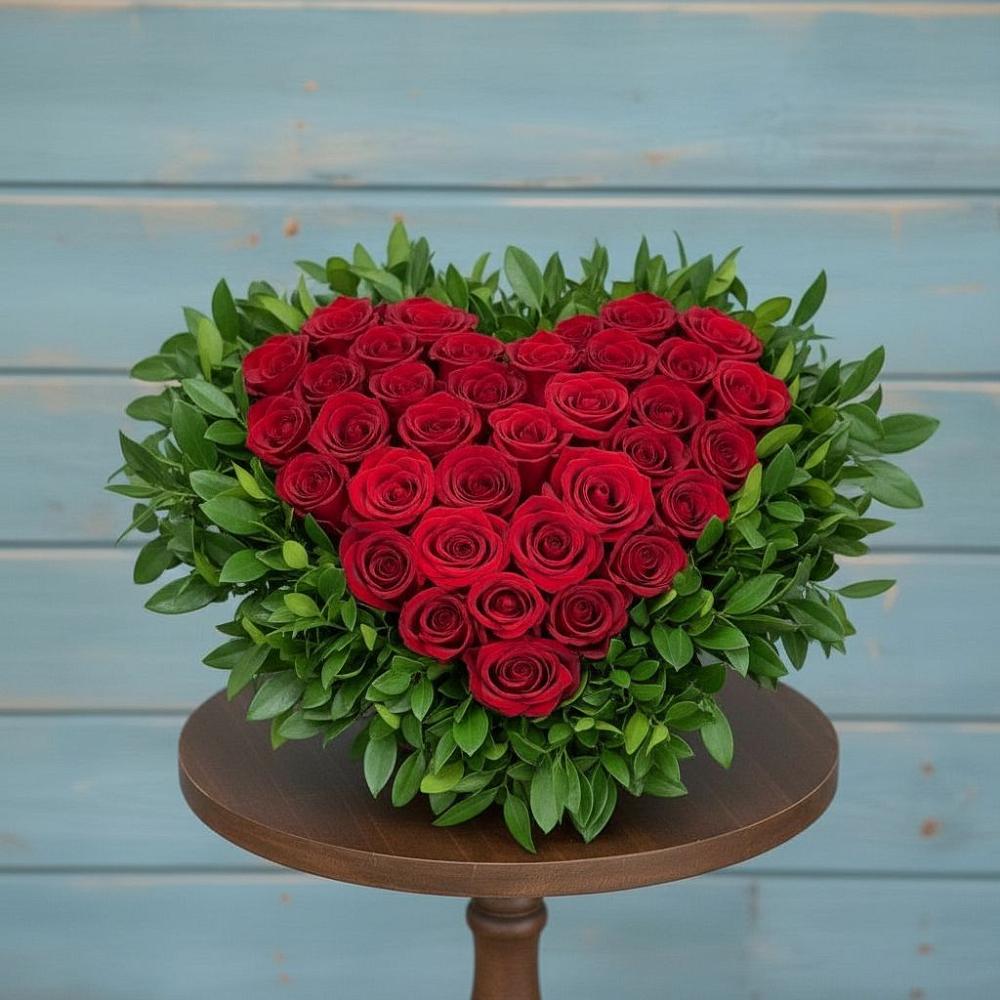 Цветочная композиция из Розы в виде сердца в Борисовке Краснодарского края