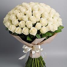 Букет 101 беля роза Белоснежка в Борисовке Краснодарского края