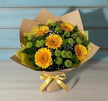 Букет цветов из:  Герберы и Хризантемы в Борисовке Краснодарского края