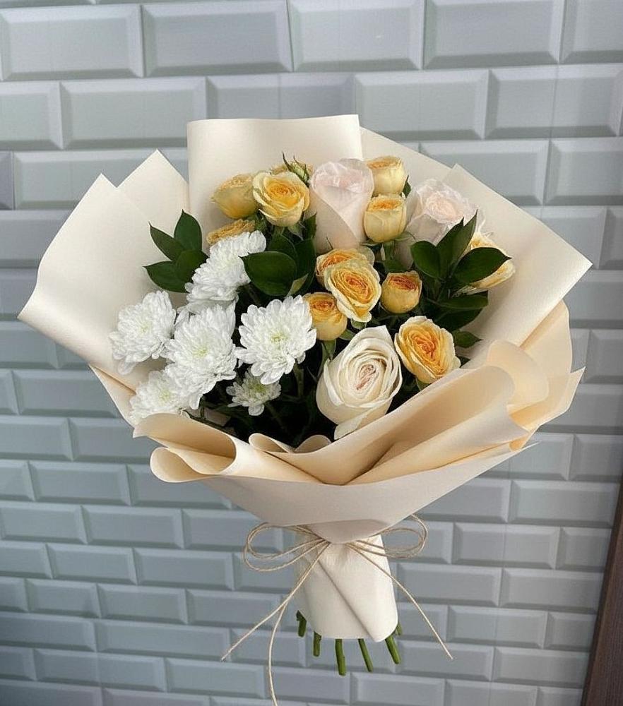 Букет цветов из: Розы и Хризантемы в Борисовке Краснодарского края