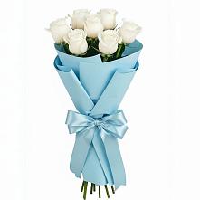 Букет 7 белых роз Проуд в Борисовке Краснодарского края