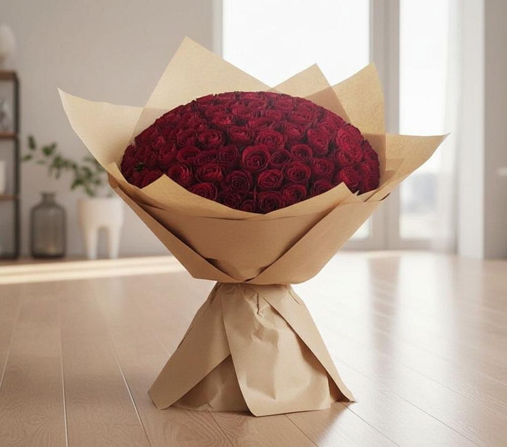 Букет 101 Красная роза в Борисовке Краснодарского края