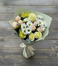 Букет цветов из:  Альстромерии, Розы и Хризантемы в Борисовке Краснодарского края