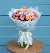 Букет цветов из:  Хризантемы и Розы в Борисовке Краснодарского края