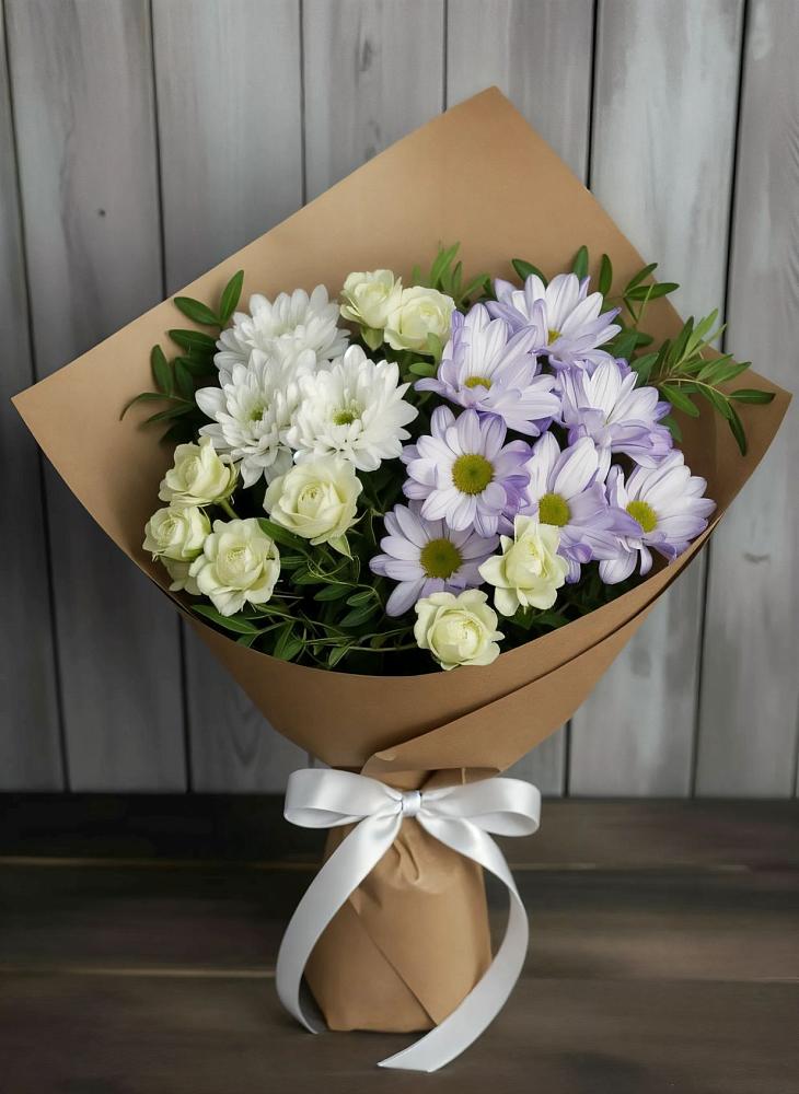 Букет цветов из: Хризантемы и Розы в Борисовке Краснодарского края