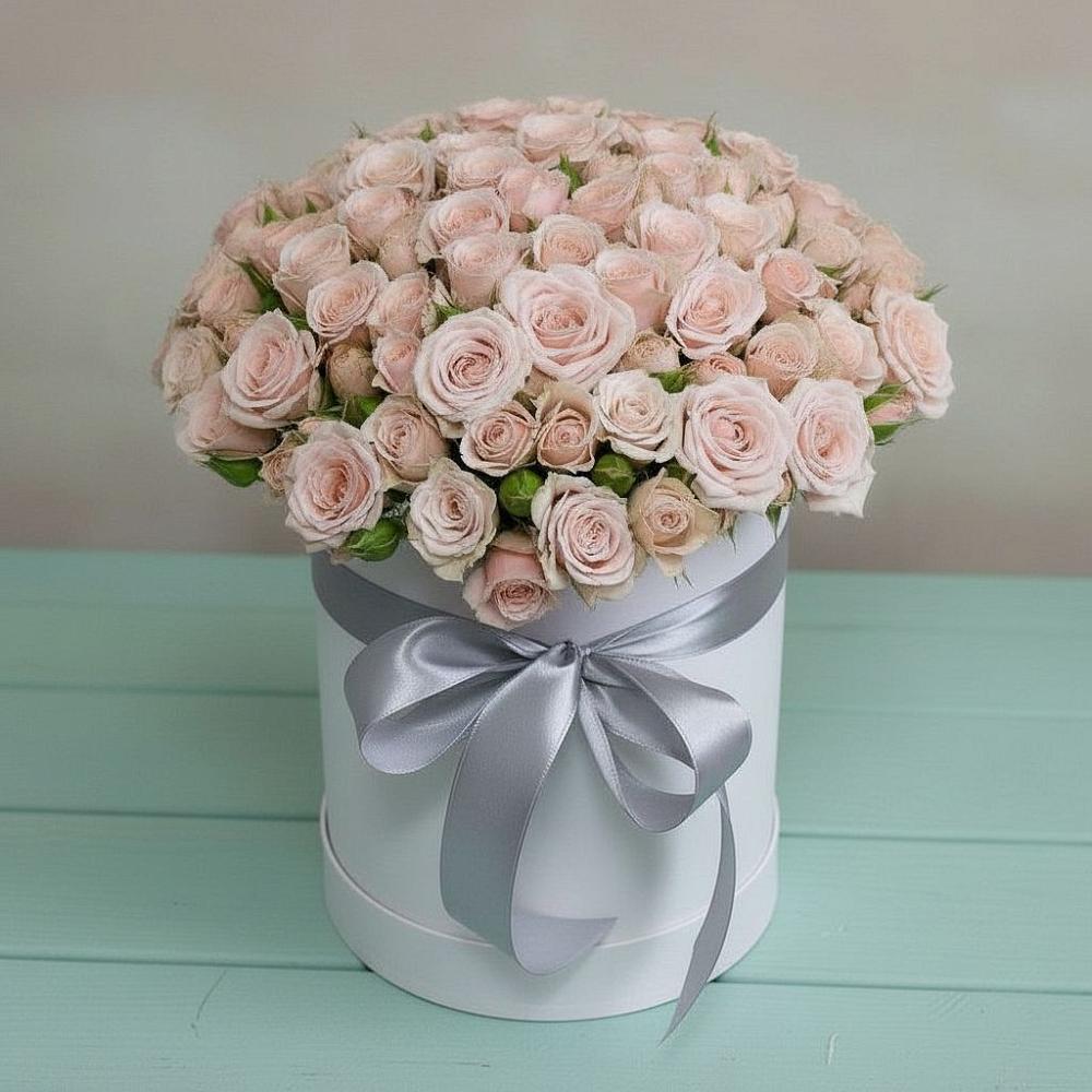 Цветочная композиция из Розы в шляпной коробке в Борисовке Краснодарского края